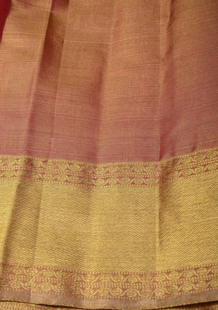 Gold Brocade Tissue Kanjivaram Pure Silk Saree With Zari Border | SILK MARK CERTIFIED