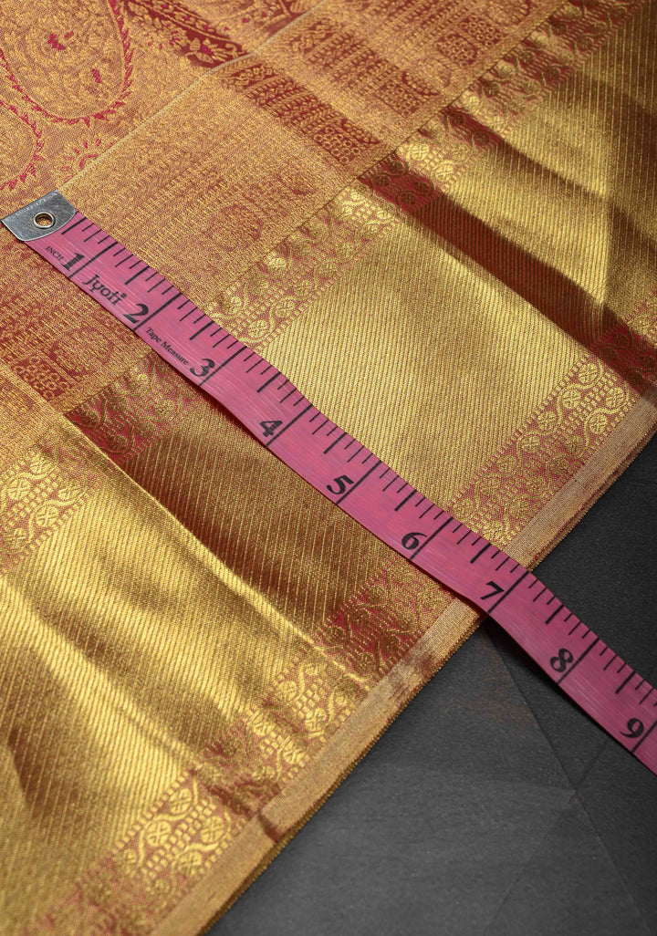 Gold Brocade Tissue Kanjivaram Pure Silk Saree With Zari Border | SILK MARK CERTIFIED