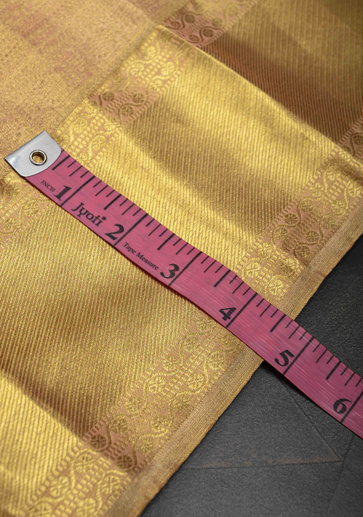 Gold Tissue Kanjivaram Silk Saree with Brocade and Meenakari Paisley Wide Zari Border | SILK MARK CERTIFIED