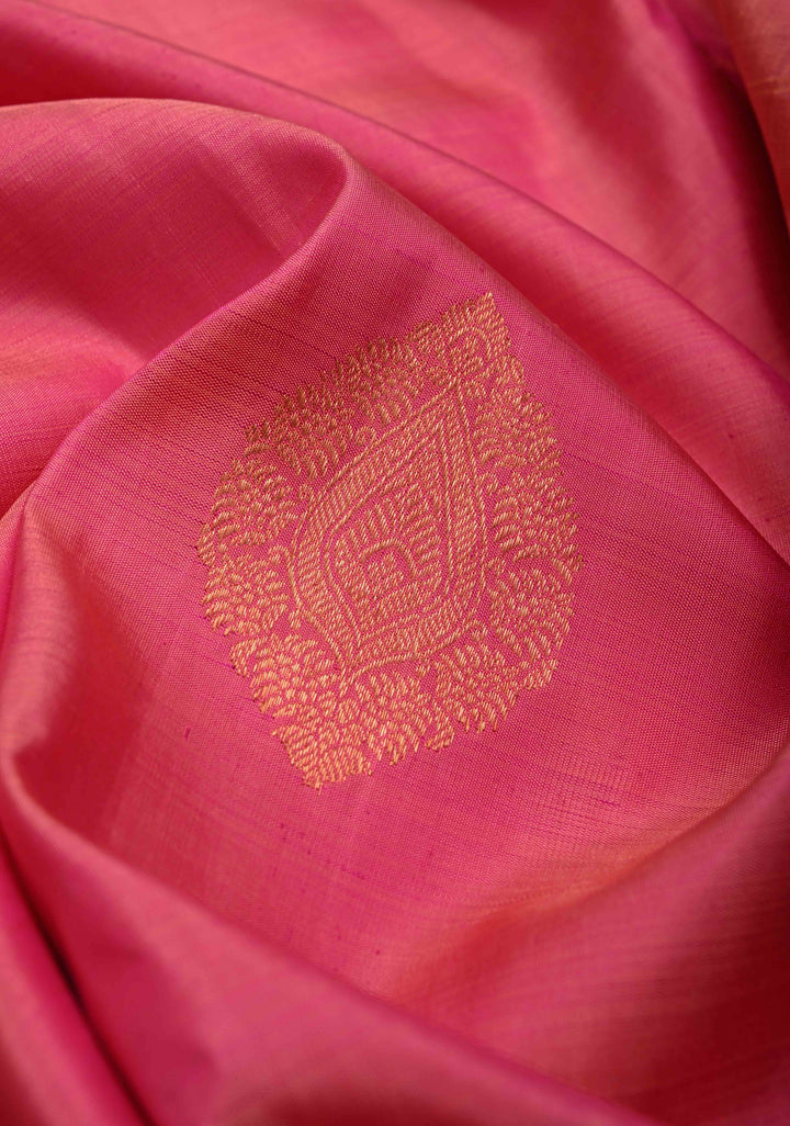 Pink Kanjivaram Pure Silk Saree with Zari Buttas and Zari border | SILK MARK CERTIFIED