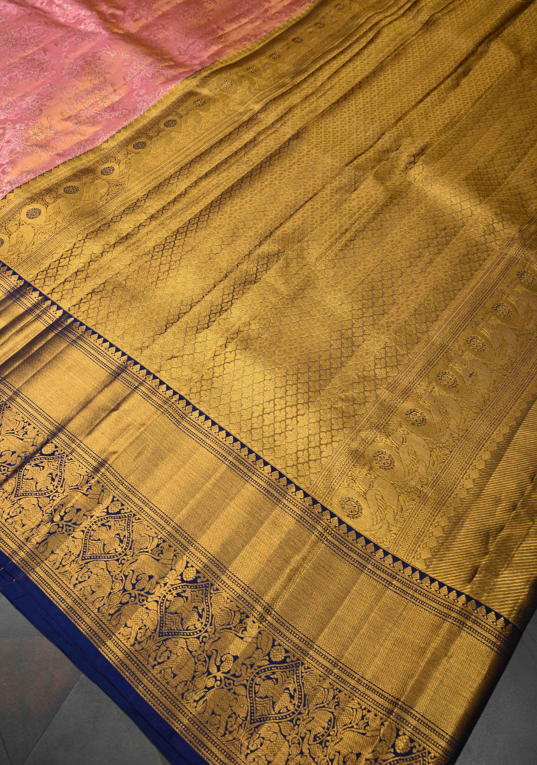 Pink Meenakari Brocade Tissue Kanjivaram Silk Saree with and Contrast Zari  Border | SILK MARK CERTIFIED