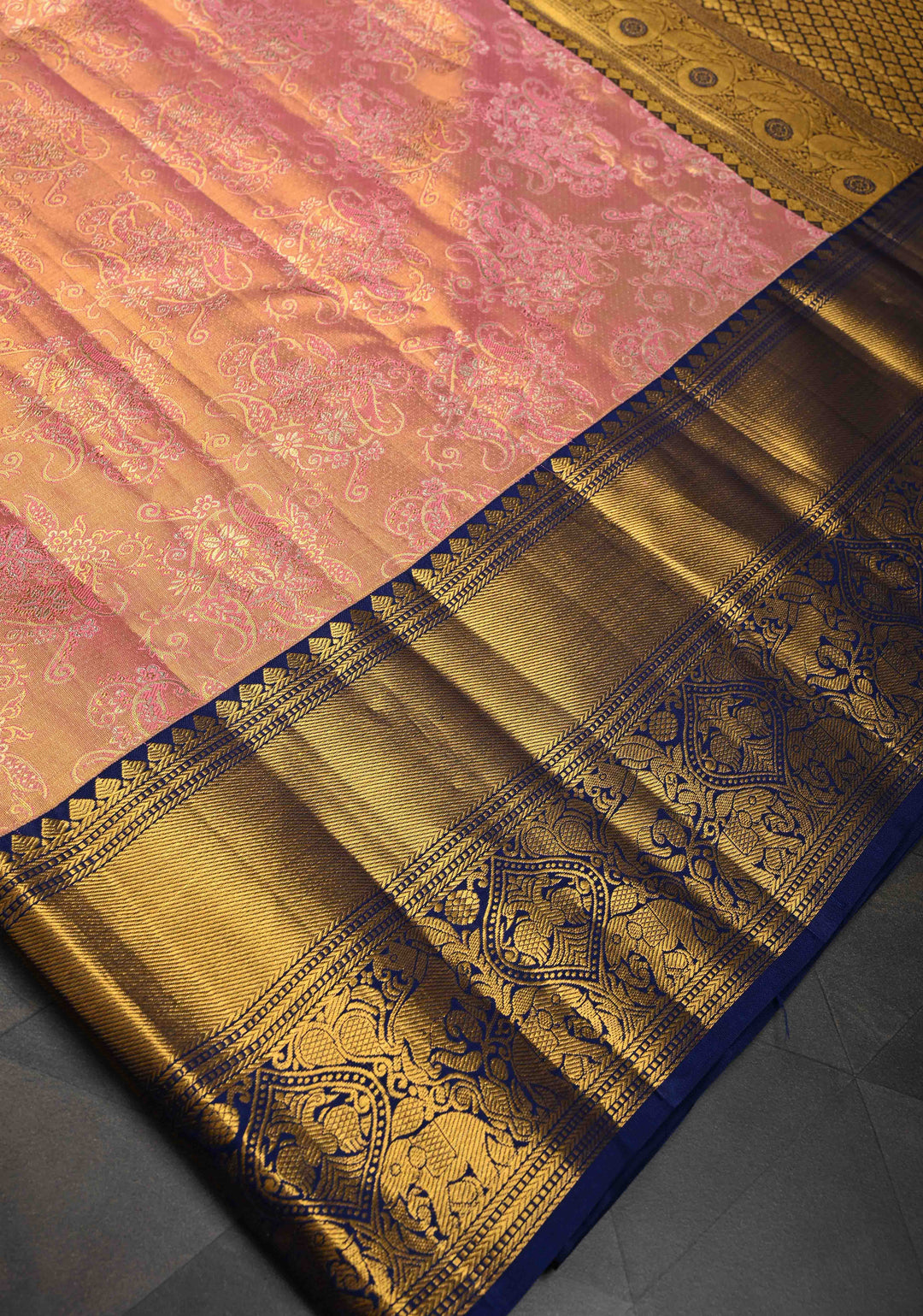 Pink Meenakari Brocade Tissue Kanjivaram Silk Saree with and Contrast Zari  Border | SILK MARK CERTIFIED