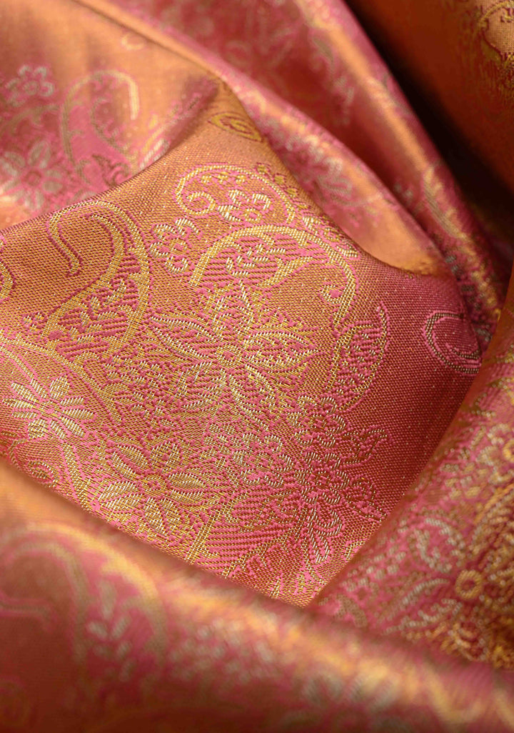 Pink Meenakari Brocade Tissue Kanjivaram Silk Saree with and Contrast Zari  Border | SILK MARK CERTIFIED