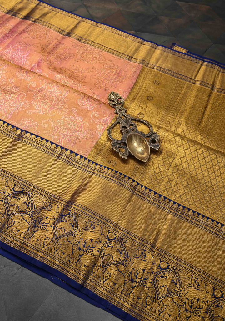 Pink Meenakari Brocade Tissue Kanjivaram Silk Saree with and Contrast Zari  Border | SILK MARK CERTIFIED