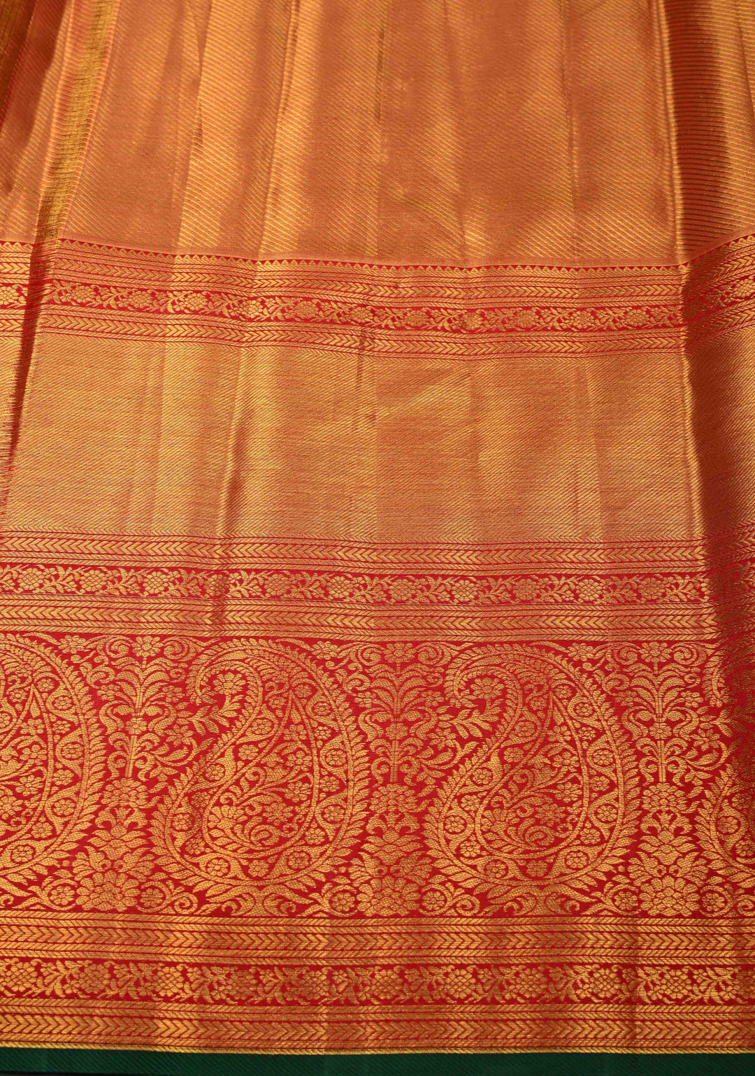 Turquoise Tissue Kanjivaram Silk Saree with Meenakari Floral Jaal and Contrast Wide Zari Border | SILK MARK CERTIFIED