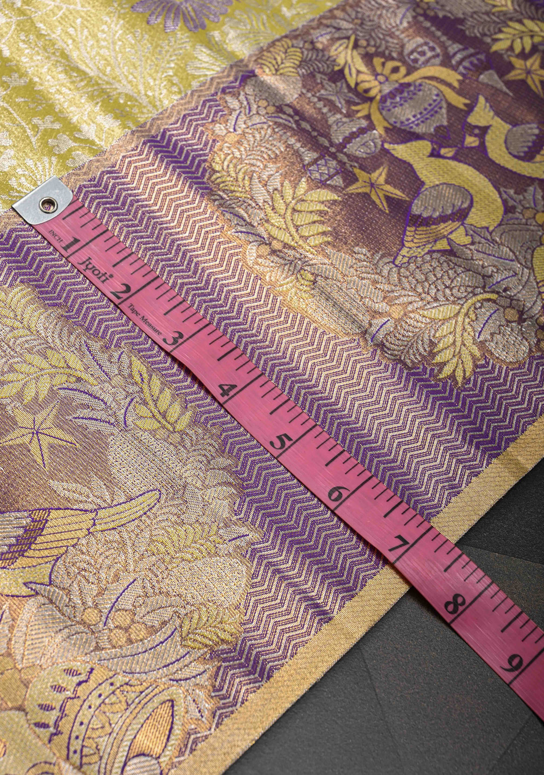 Dull Yellow Semi Silk Tissue Kanjivaram Saree with Meenakari Brocade Jaal and Bohemian Waxwing Zari Border