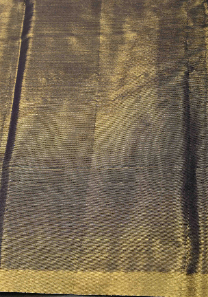 Mustard Yellow  Brocade Meenakari Semi Silk Tissue Kanjivaram Saree with Elephant Floral Motifs Zari Border