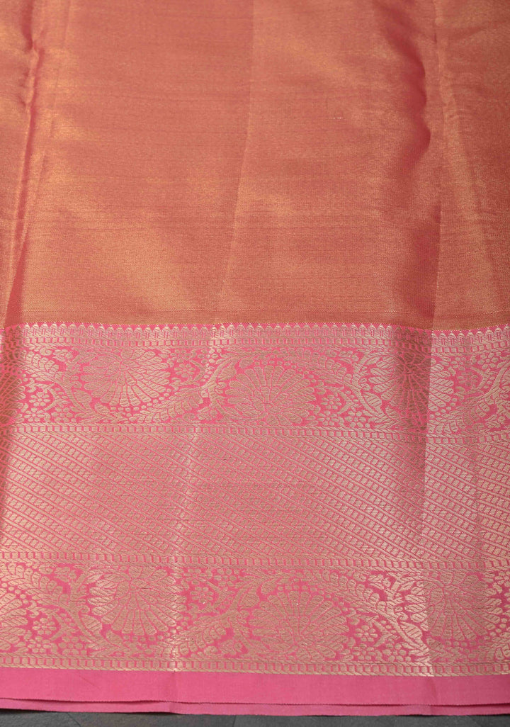 Green Kanjivaram Tissue Semi Silk Saree with Brocade and Contrast Zari Border