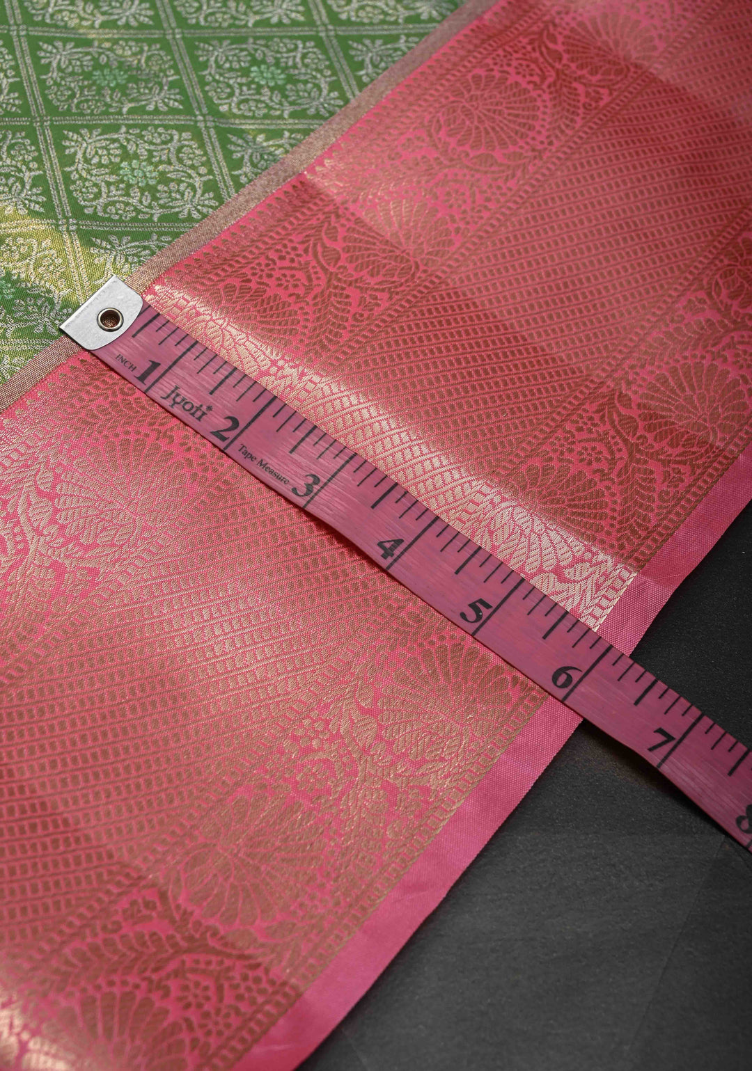 Green Kanjivaram Tissue Semi Silk Saree with Brocade and Contrast Zari Border