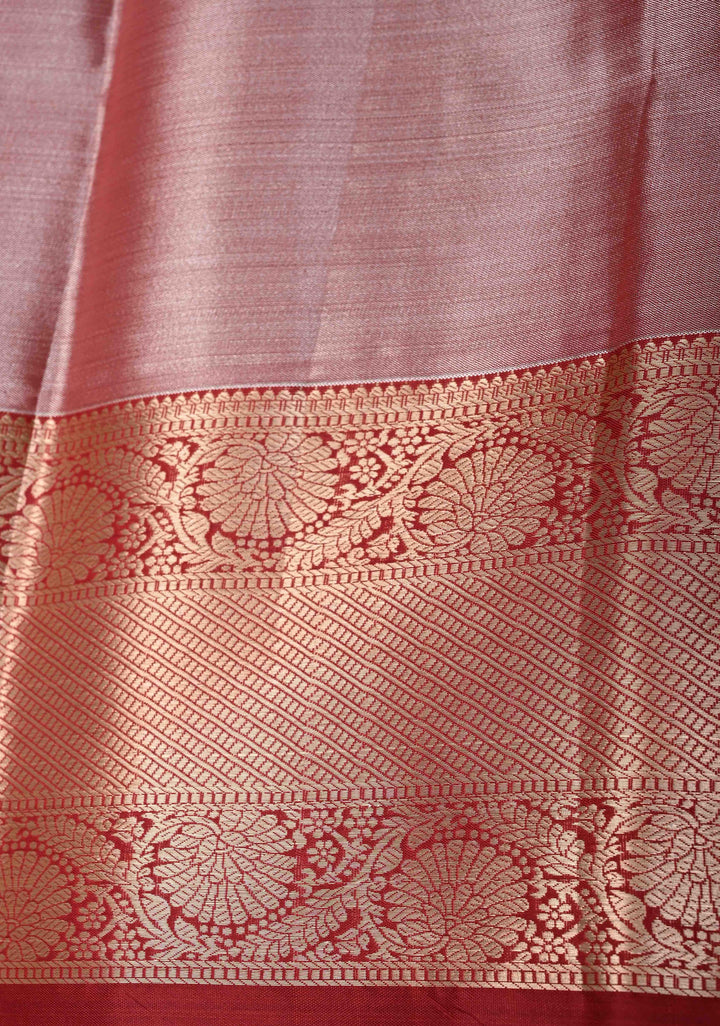 Sea Mist Kanjivaram Tissue Semi Silk Saree with Brocade and Zari Border