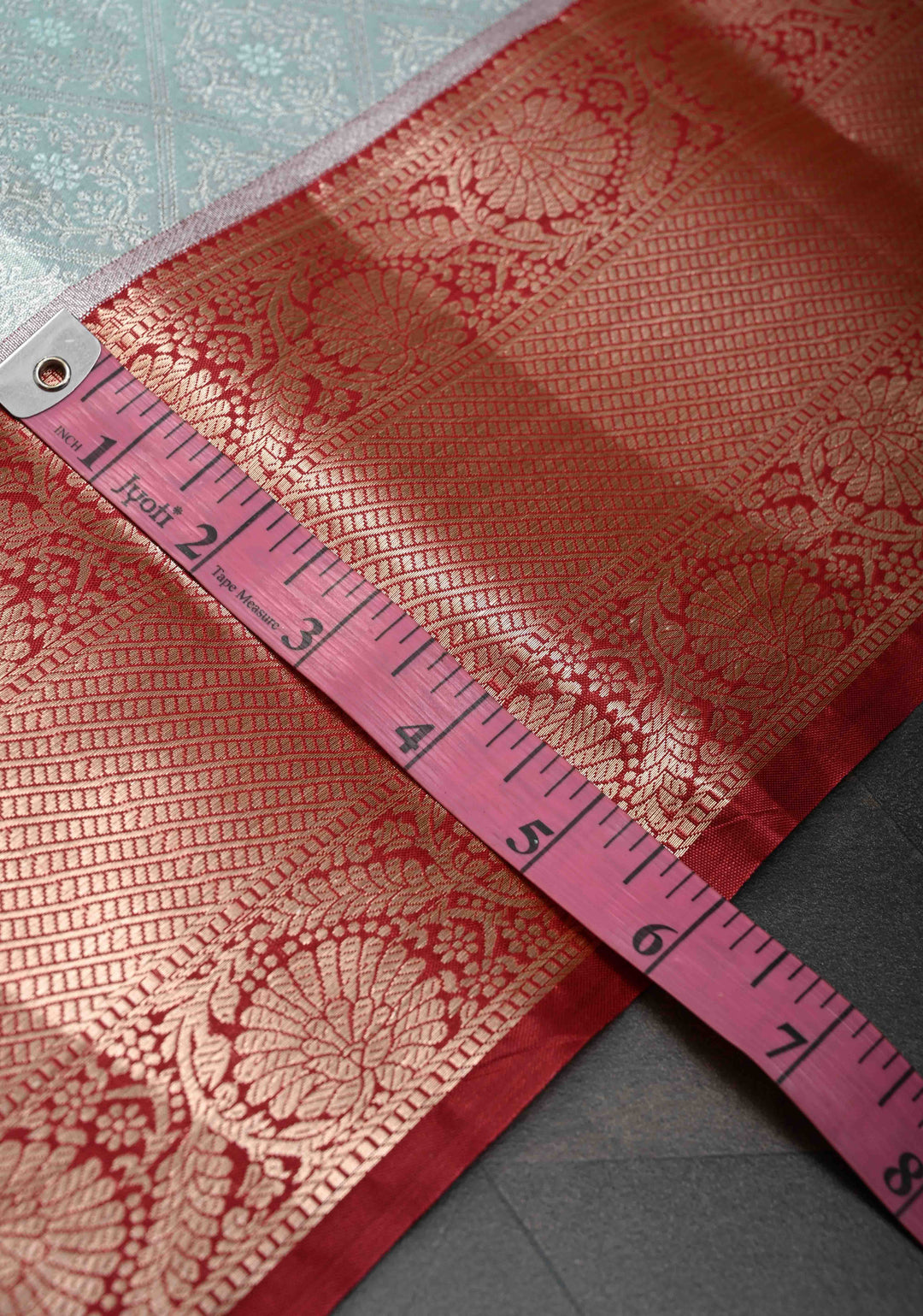 Sea Mist Kanjivaram Tissue Semi Silk Saree with Brocade and Zari Border