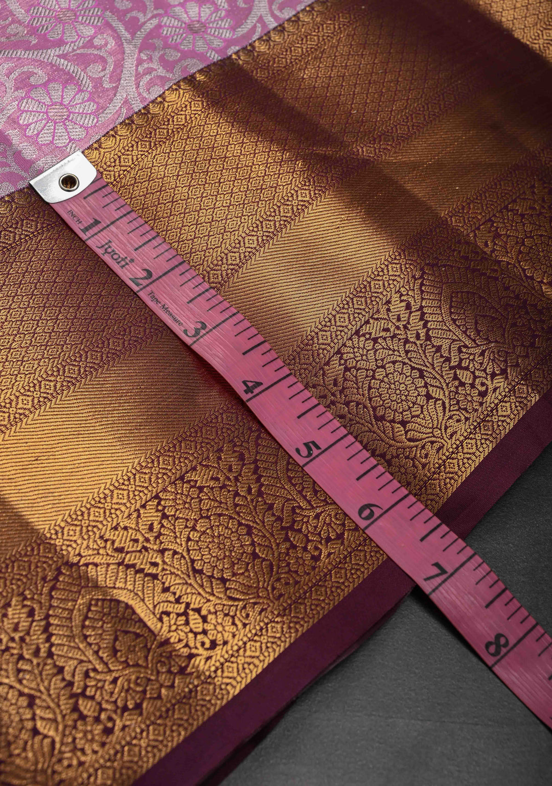 Flamingo Pink Kanjivaram Tissue Semi Silk Saree with Brocade Jaal and Contrast Zari Border