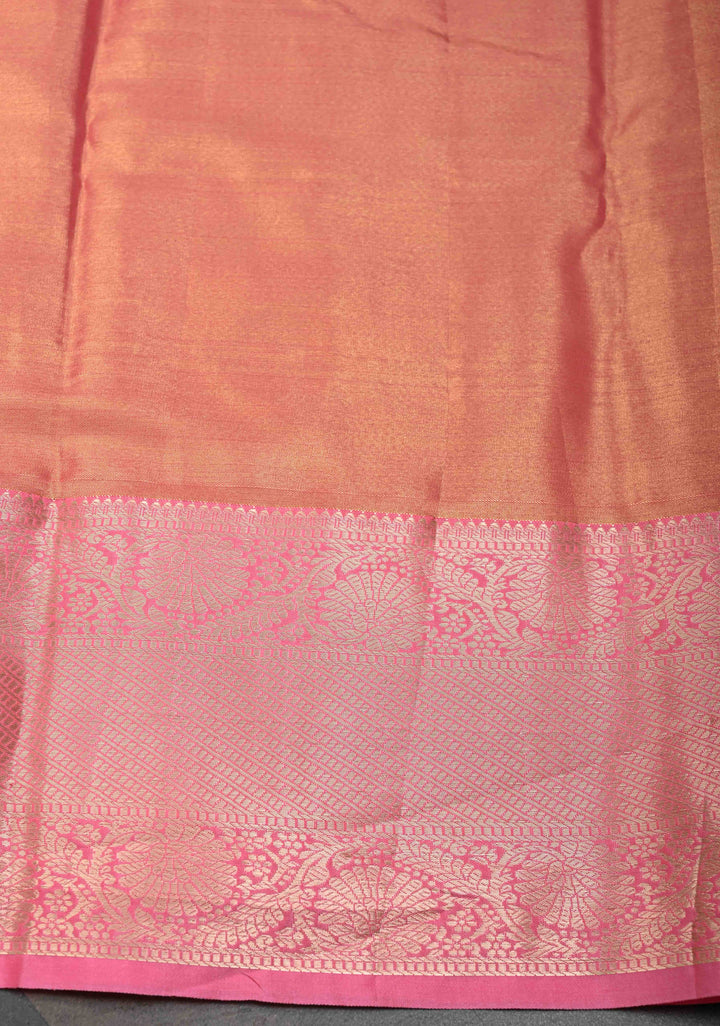 Amethyst Semi Silk Tissue Kanjivaram Saree with Brocade Jaal and Contrast Zari Border