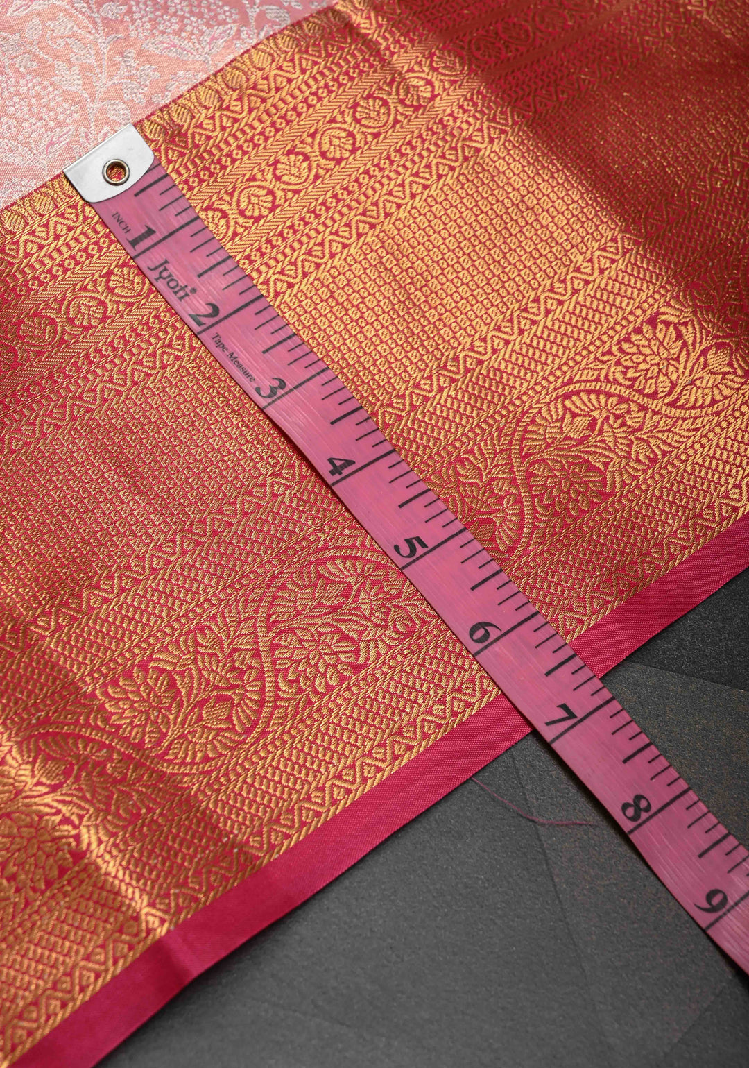 Rose Pink Semi Silk Tissue Kanjivaram Saree with Brocade Jaal and Contrast Zari Border