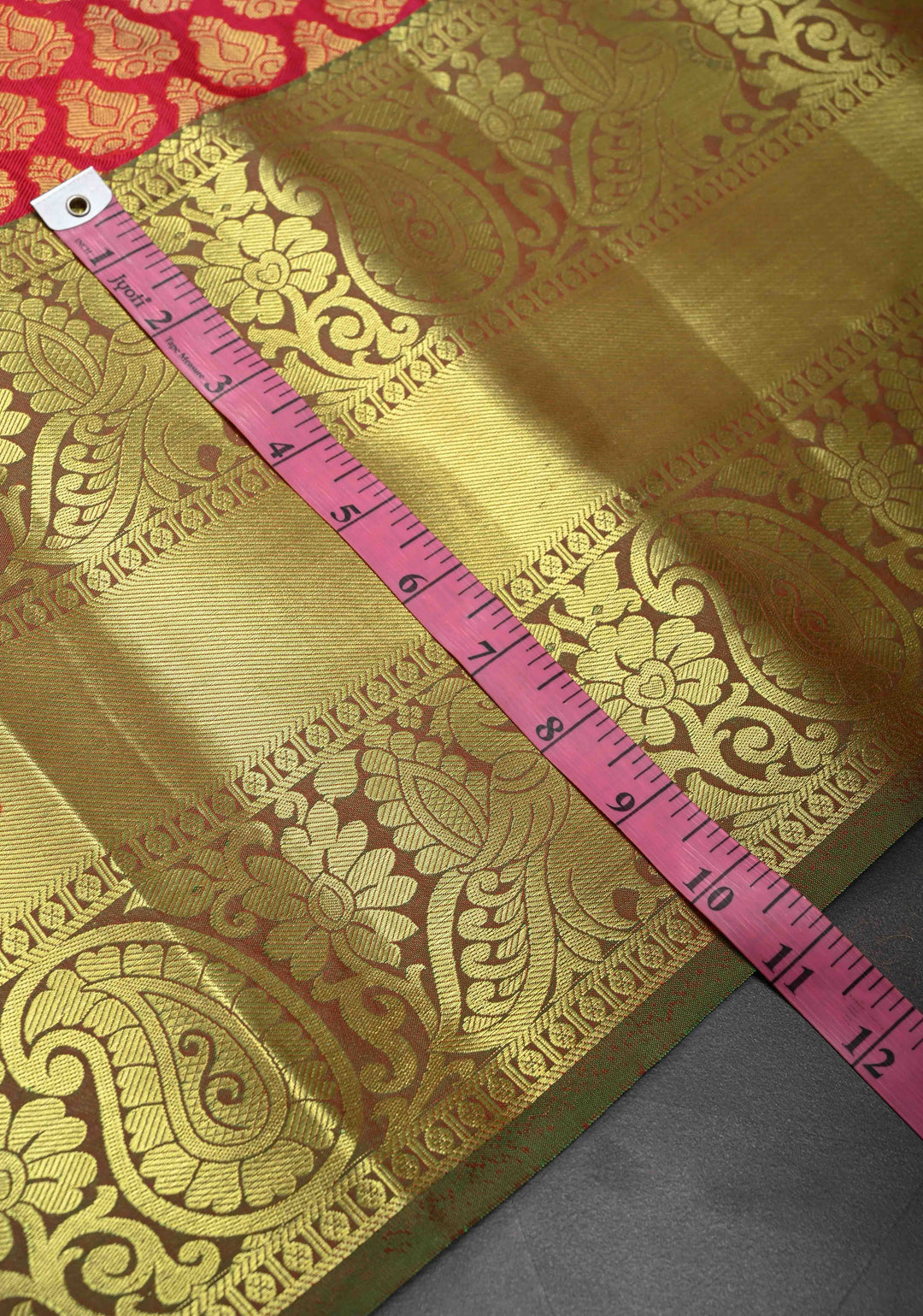 Red Kanjivaram Semi Silk Saree with Brocade and Wide Zari Border