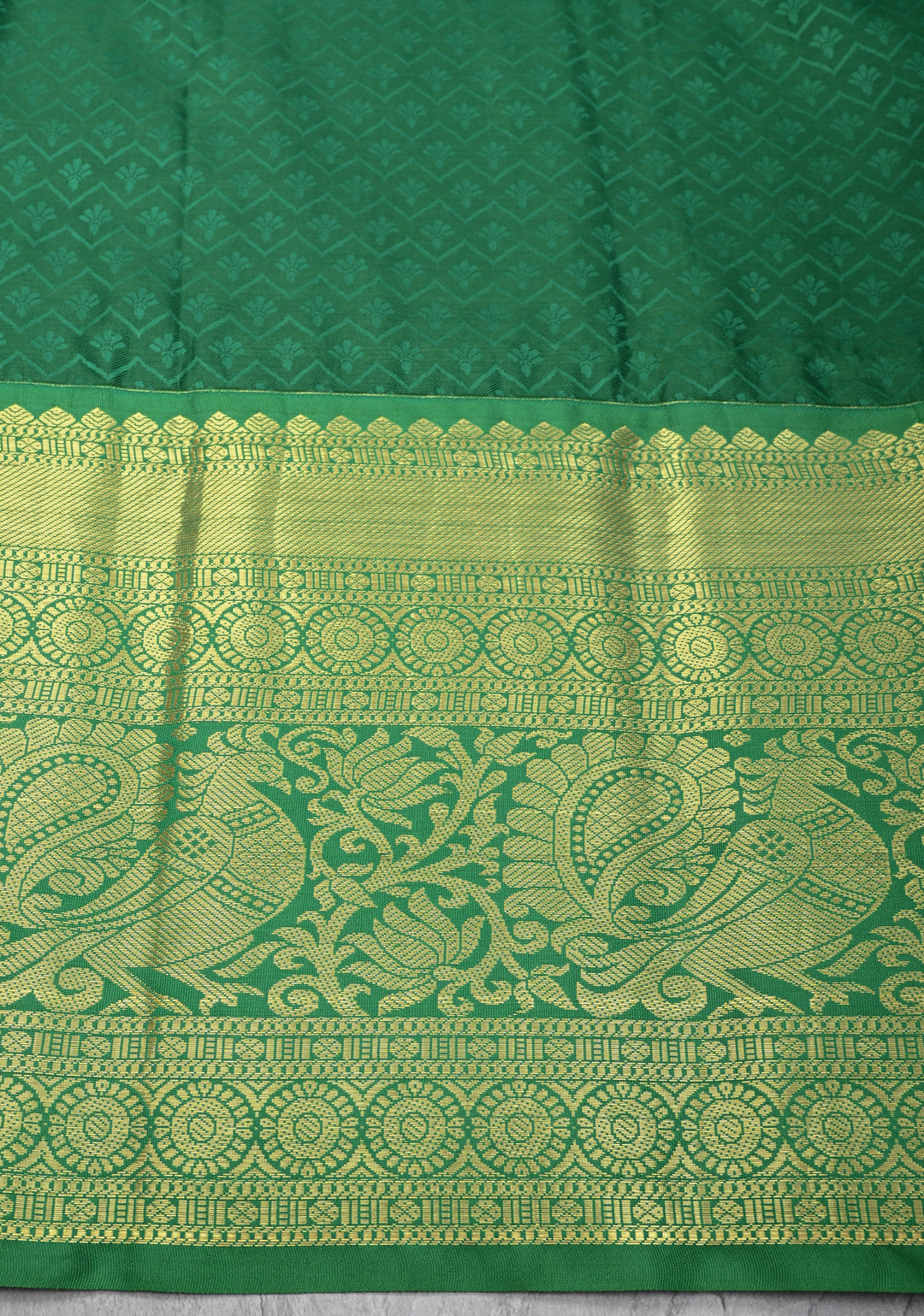 Deep Pink Kanjivaram Semi Silk Saree with Floral Brocade and Wide Contrast Zari Border