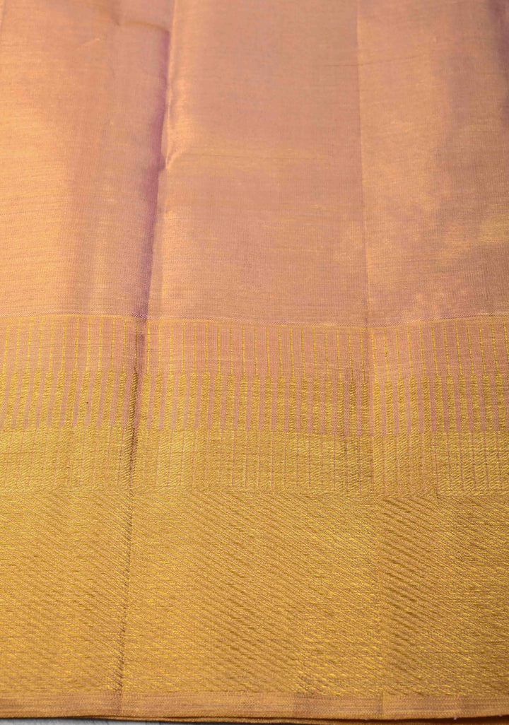 Gold Meenakari Floral Tissue Kanjivaram Pure Silk Saree With Zari Border | SILK MARK CERTIFIED
