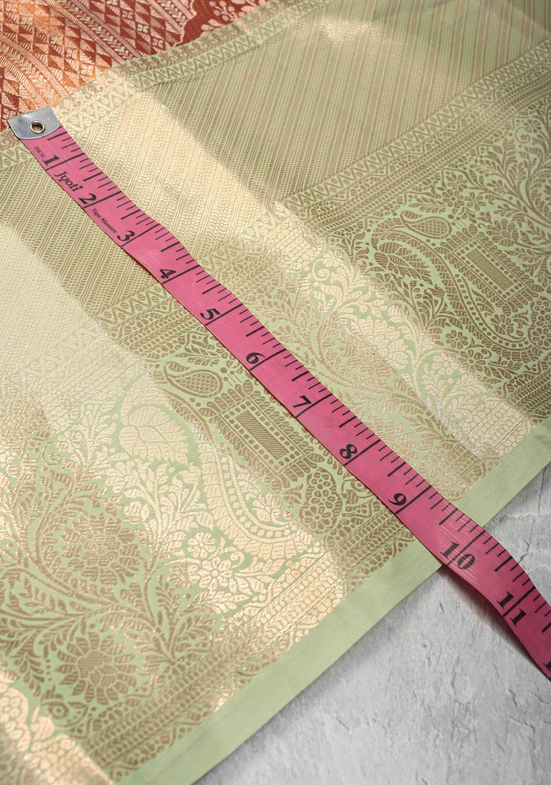 Burnt Orange Kanjivaram Brocade Tissue Semi Silk Saree with Zari Border