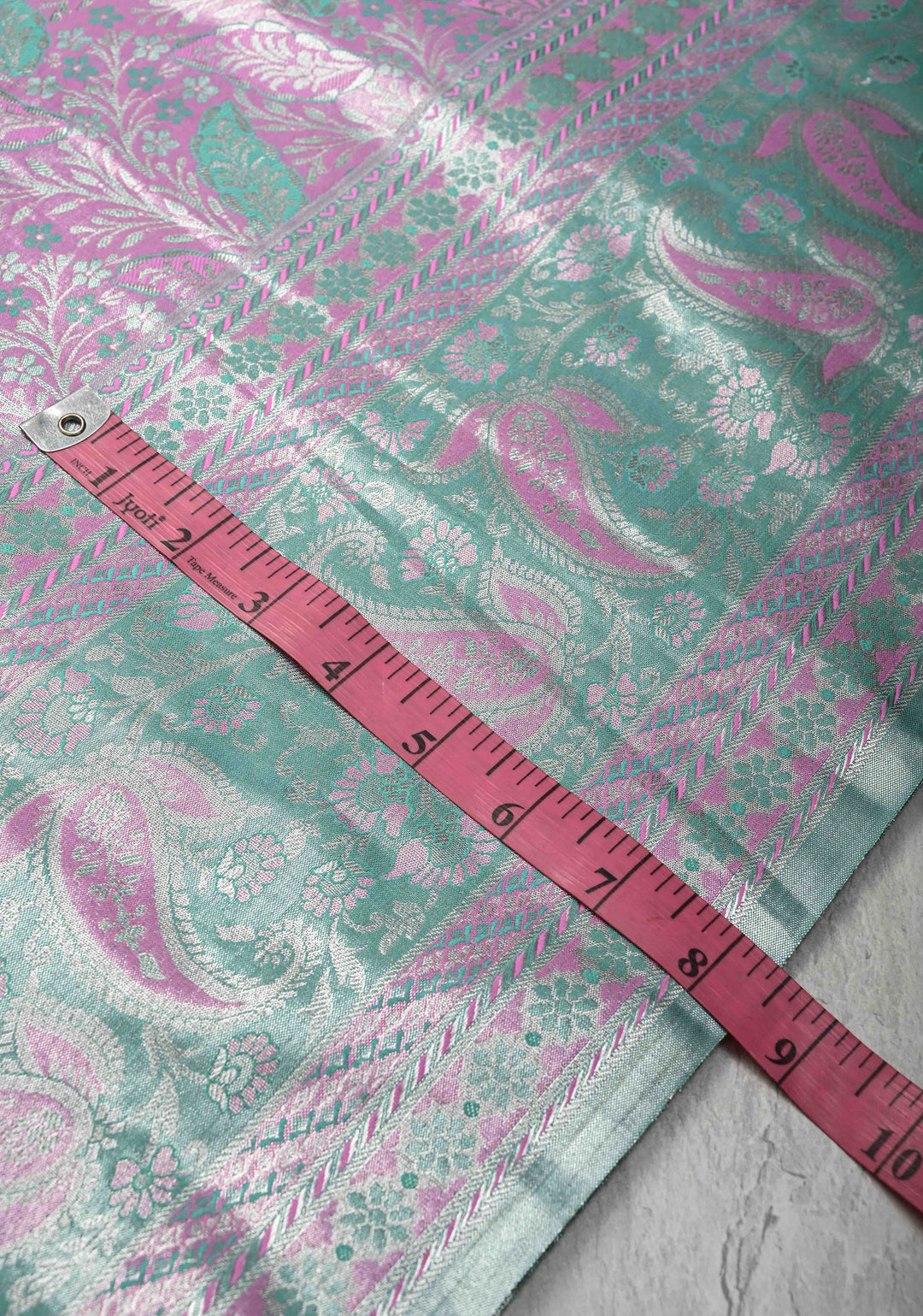 Pastel Pink Kanjivaram Tissue Semi Silk Saree with Meenakari Brocade and Zari Border