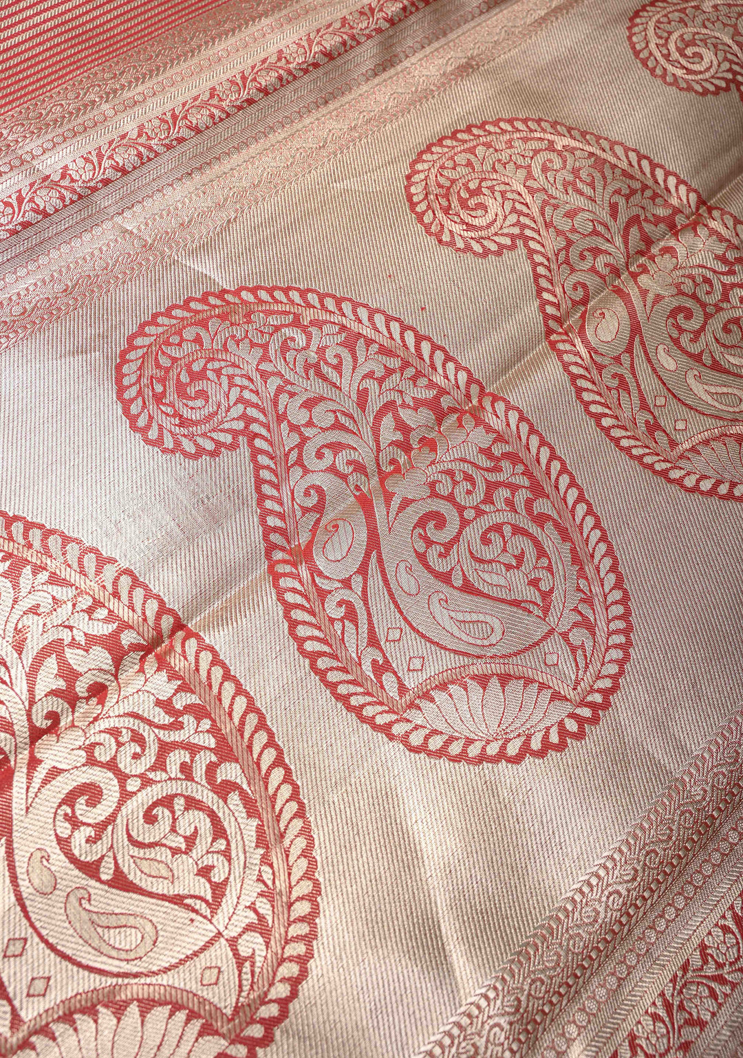 Lemon Green  Brocade Jaal on Kanjivaram Tissue Semi Silk Saree with Meenakari Buttas and Contrast Zari Border