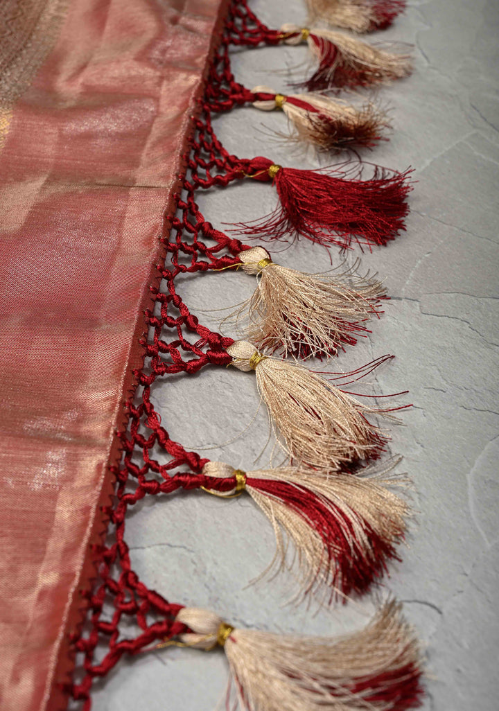 Brocade Gray Semi Silk Saree with Paisley Motifs and Zari Border