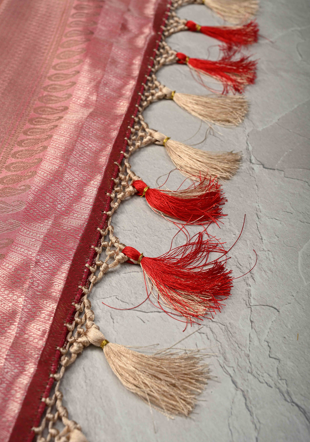 Lilac Meenakari Kanjivaram Brocade Tissue Semi Silk Saree with Contrast Zari Border