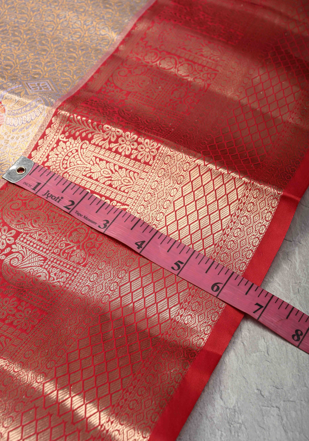 Lilac Meenakari Kanjivaram Brocade Tissue Semi Silk Saree with Contrast Zari Border