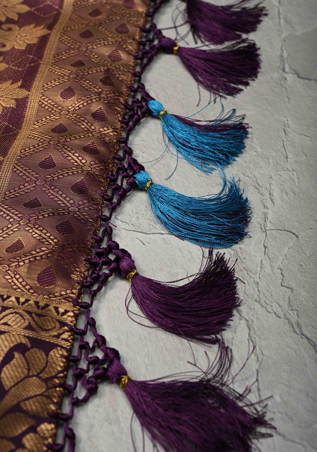 Peacock Blue Brocade on Kanjivaram Tissue Semi Silk Saree with Contrast Zari Border
