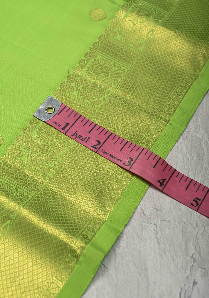Light Green Kanjivaram Silk Saree with Zari Buttis and Zari Border | SILK MARK CERTIFIED