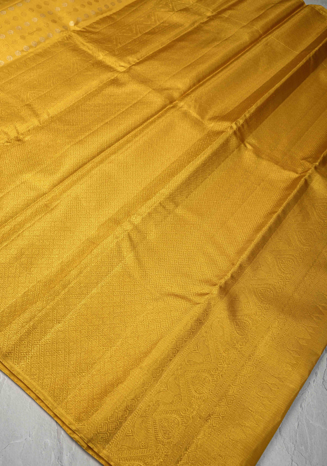 Gold Kanjivaram Tissue Silk Saree with Sona Rupa Buttas and Distinct Mandala Motifs on Border | SILK MARK CERTIFIED