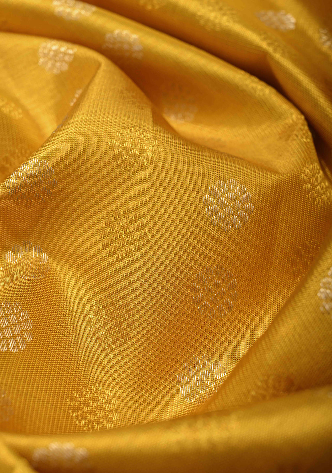 Gold Kanjivaram Tissue Silk Saree with Sona Rupa Buttas and Distinct Mandala Motifs on Border | SILK MARK CERTIFIED