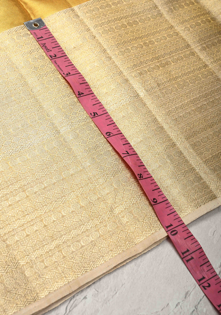 Gold Kora Tissue Brocade Kanjivaram Pure Silk Saree with Silver Zari Border | SILK MARK CERTIFIED