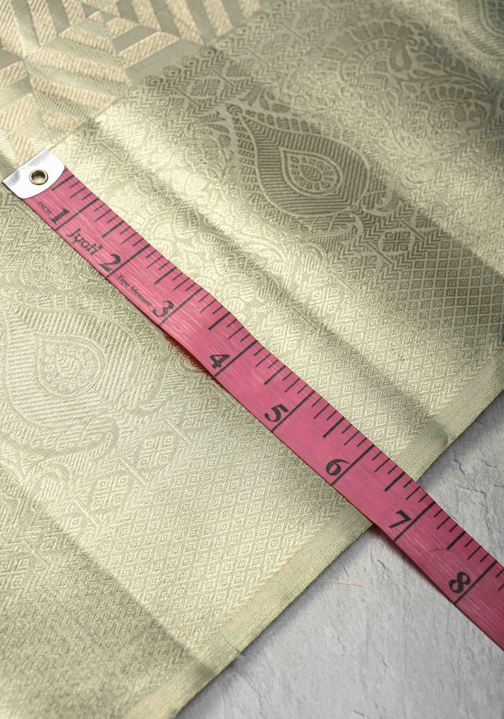 Sage Green Meenakari on Kanjivaram Tissue Silk Saree with Geometric Self Brocade and Zari Border | SILK MARK CERTIFIED