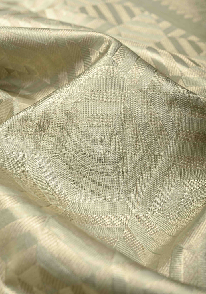Sage Green Meenakari on Kanjivaram Tissue Silk Saree with Geometric Self Brocade and Zari Border | SILK MARK CERTIFIED