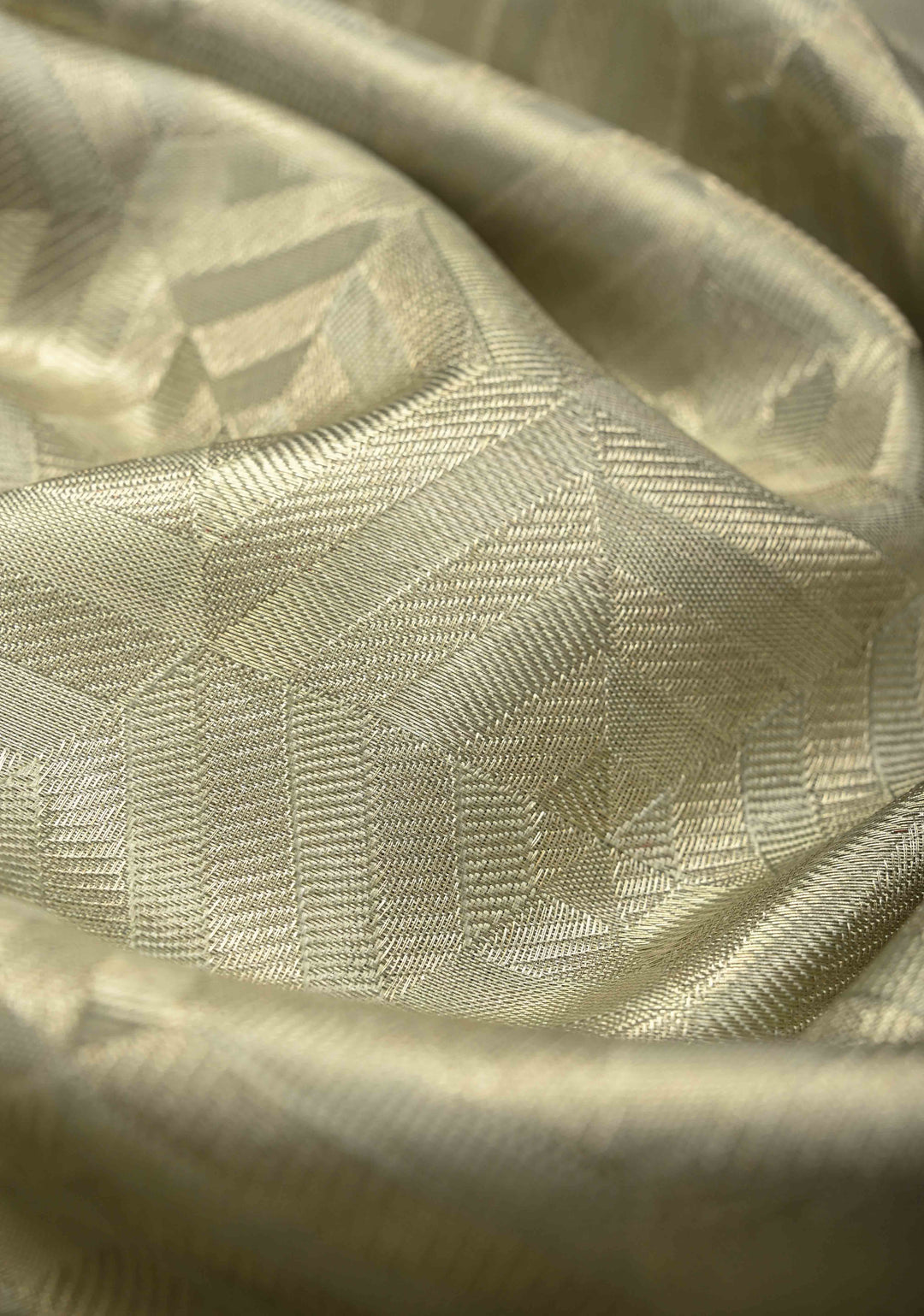 Sage Green Meenakari on Kanjivaram Tissue Silk Saree with Geometric Self Brocade and Zari Border | SILK MARK CERTIFIED