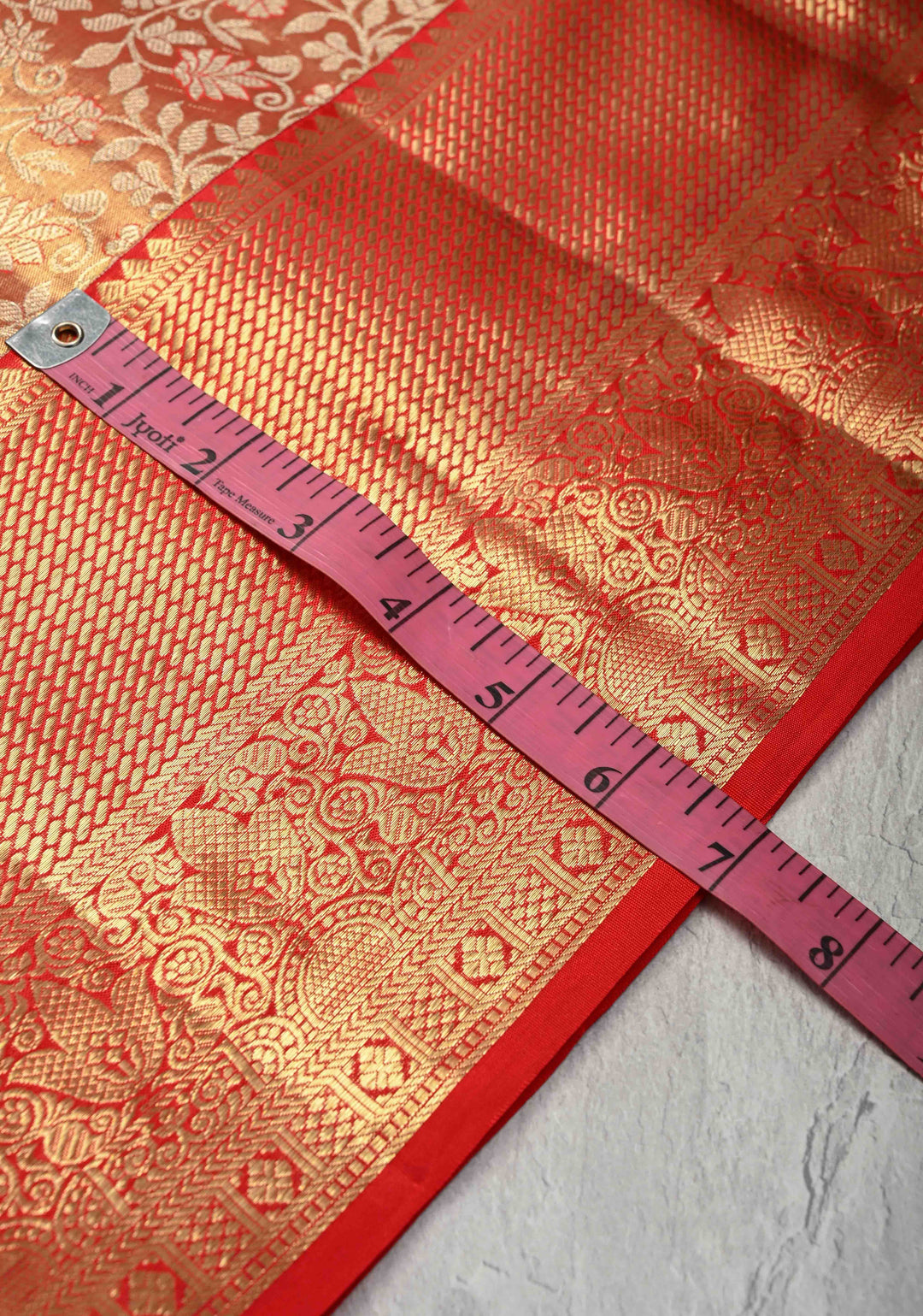 Red Tissue Kanjivaram Silk Saree with Meenakari Floral Brocade and Zari Border | SILK MARK CERTIFIED