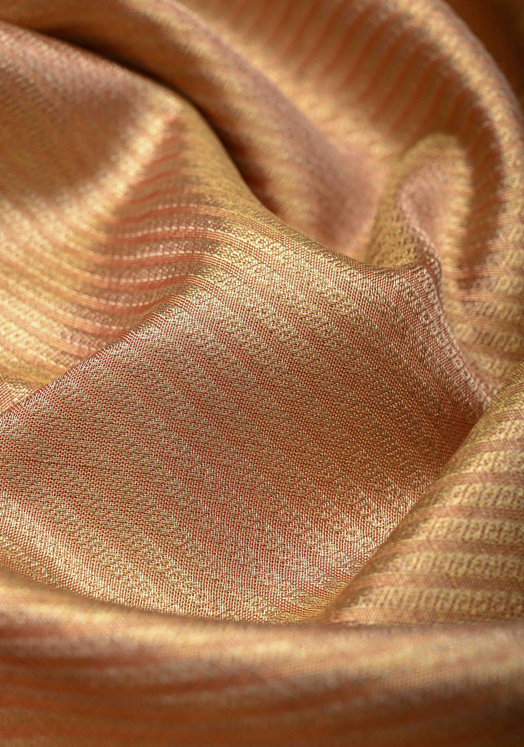 Dusty Gold Kanjivaram Tissue Silk Saree with Zari Brocade and Contrast Zari Border | SILK MARK CERTIFIED