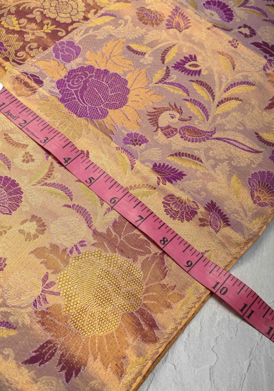 Purple Meenakari on Tissue Kanjivaram Handloom Silk Saree with Floral Jaal Brocade and Parsi Gara Border | SILK MARK CERTIFIED