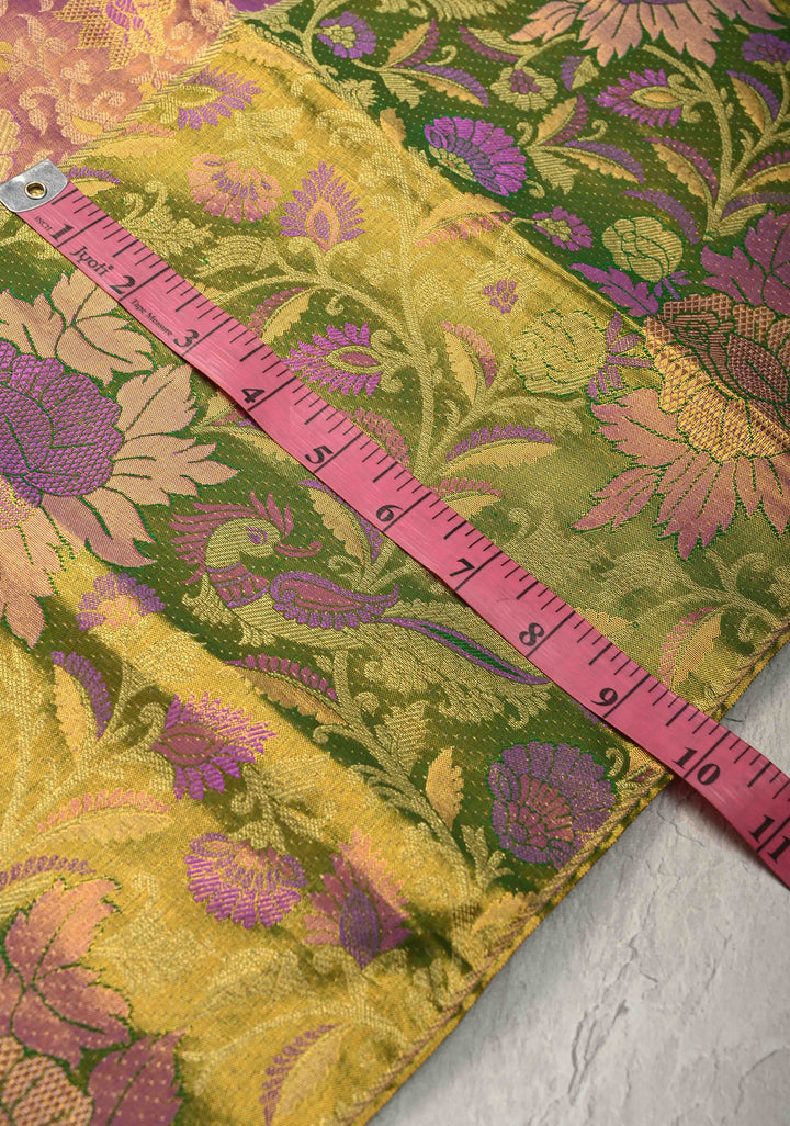 Light Orchid Meenakari on Tissue Kanjivaram Handloom Silk Saree with Floral Jaal Brocade and Parsi Gara Border | SILK MARK CERTIFIED