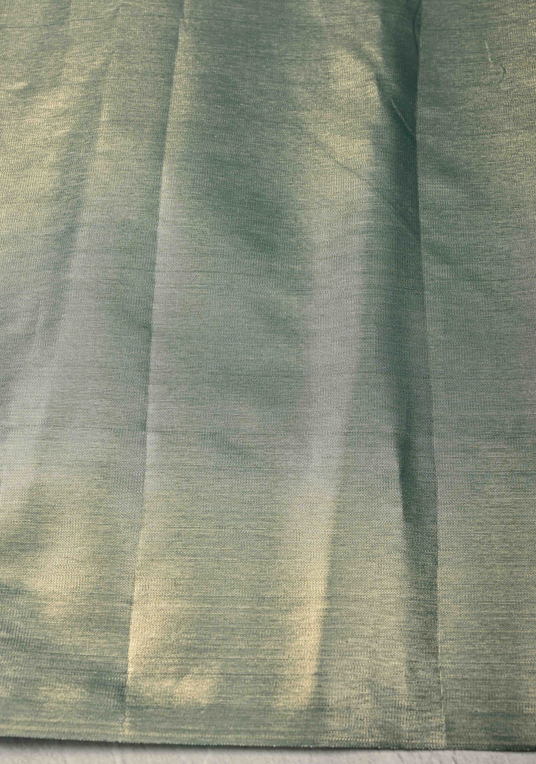 Gold-Blue Kanjivaram Tissue Semi Silk Saree with Meenakari Buttas and Peacock Scallop Border