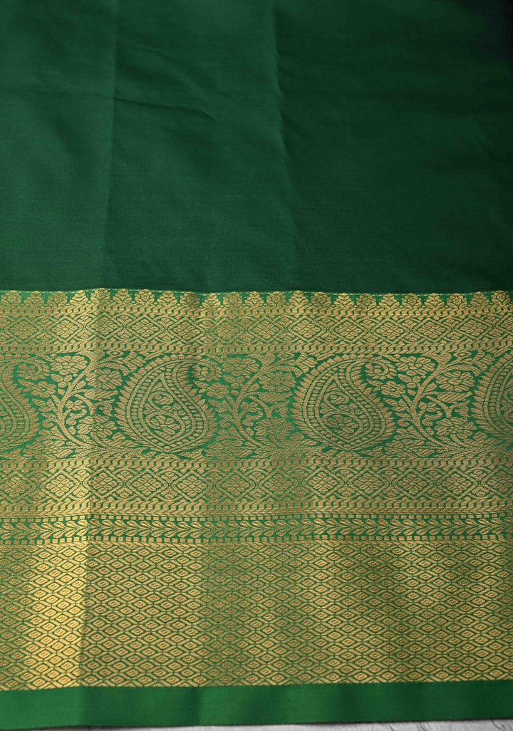 Magenta Kanjivaram Semi Silk Saree with Zari Buttas and Contrast Zari Border