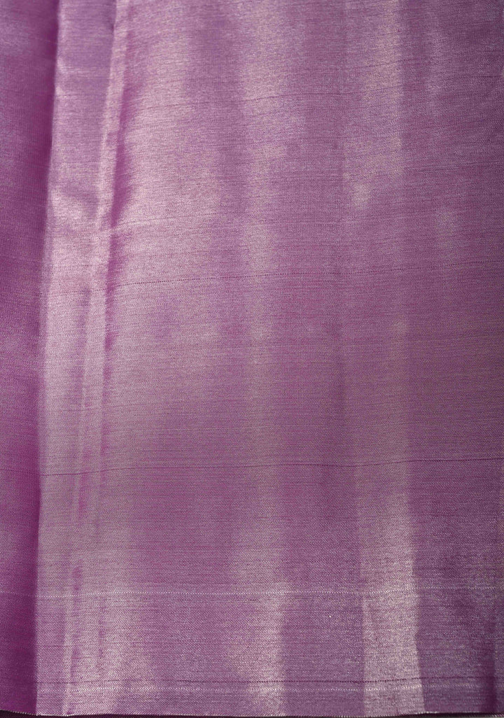 Maya Blue Kanjivaram Floral Brocade Tissue Semi Silk Saree With Contrast Zari Border