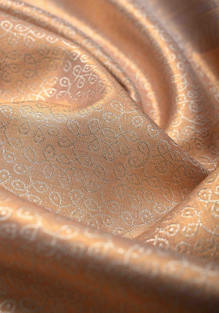 Tan Peach Tissue Semi Silk Saree with Rangoli Brocade Jaal and Meenakari Zari Border