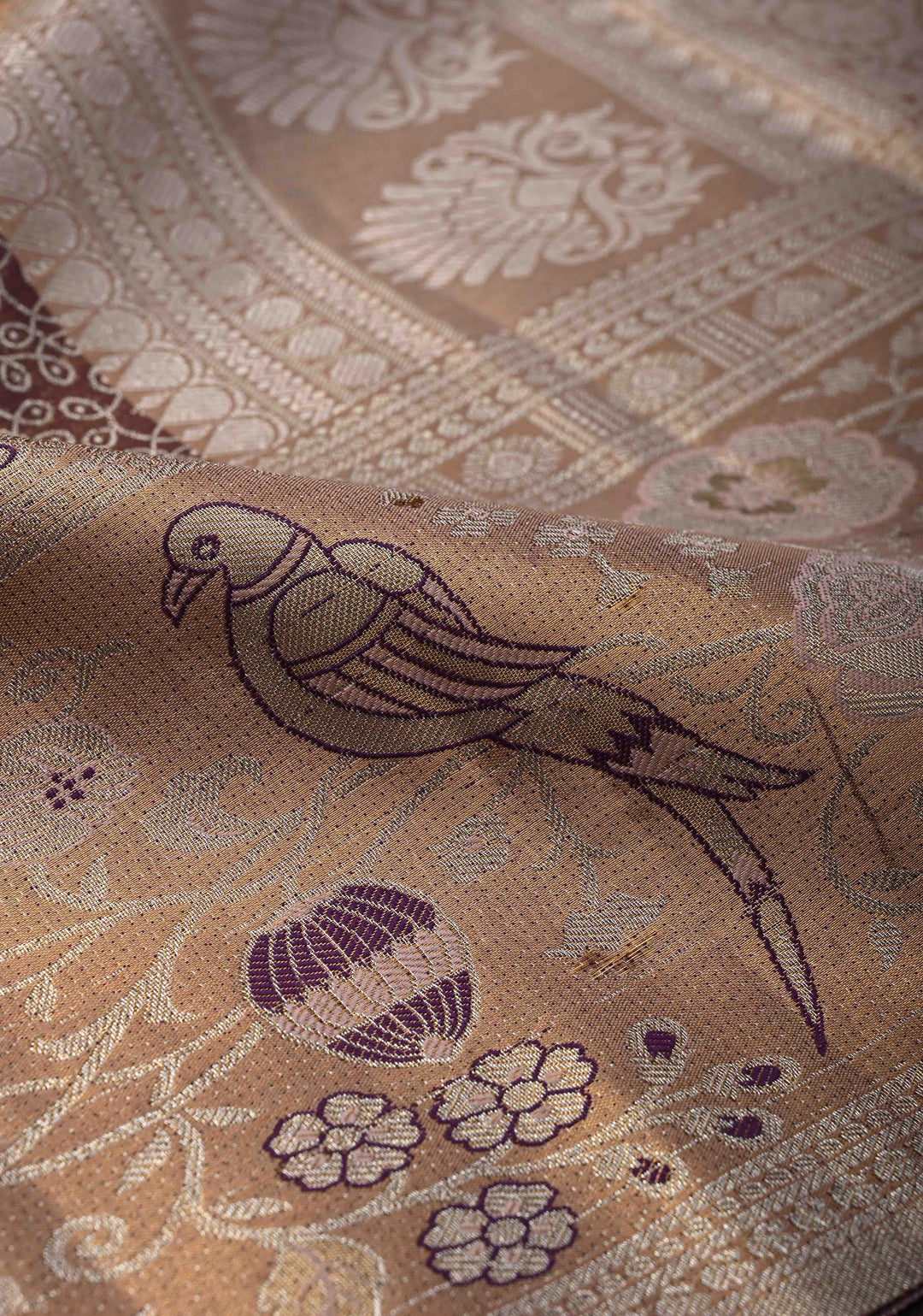 Purple Rangoli Brocade Kanjivaram  Semi Silk Saree with Meenakari Zari Border