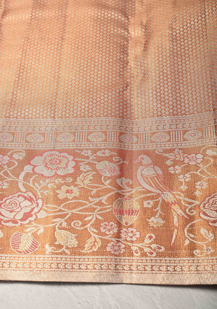 Lilac Kanjivaram Semi Silk Saree with Rangoli Brocade and Meenakari Zari Border