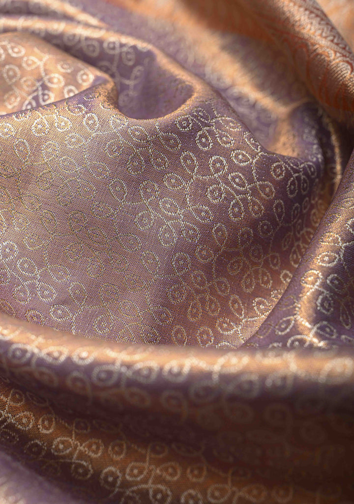 Lilac Kanjivaram Semi Silk Saree with Rangoli Brocade and Meenakari Zari Border