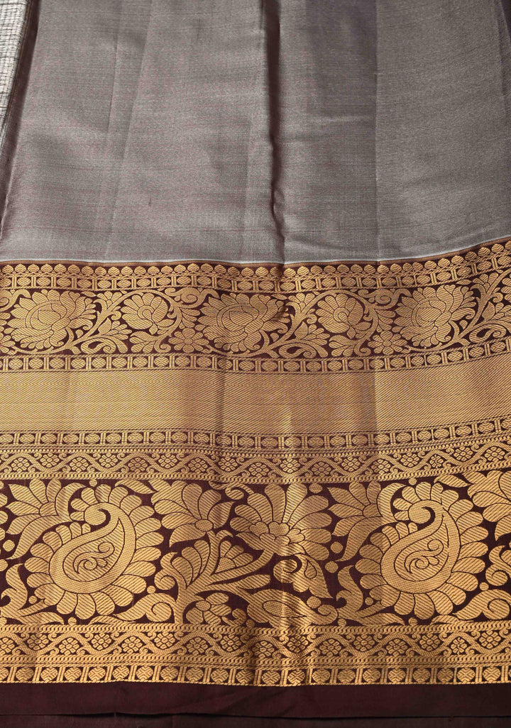 Fresh Mint Brocade Kanjivaram Tissue Semi Silk Saree with  Contrast Zari Border