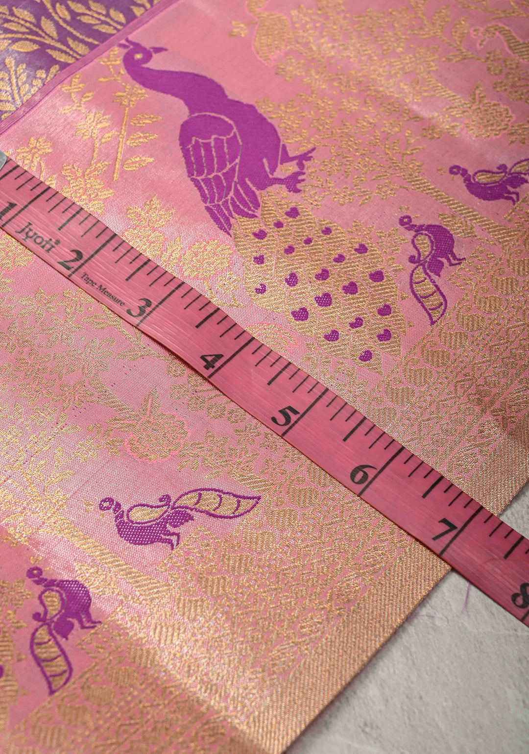 Lilac Kanjivaram Floral Brocade Semi Silk Saree With Contrast Meenakari Zari Border