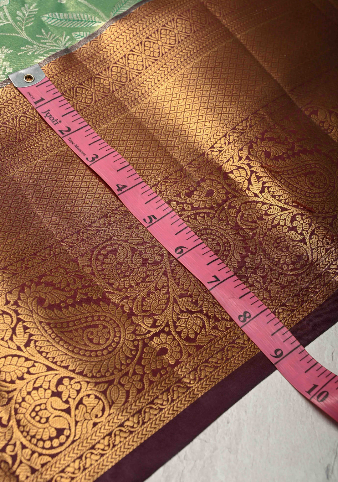 Fresh Green Kanjivaram Tissue Semi Silk Saree with Floral Brocade and Zari Border