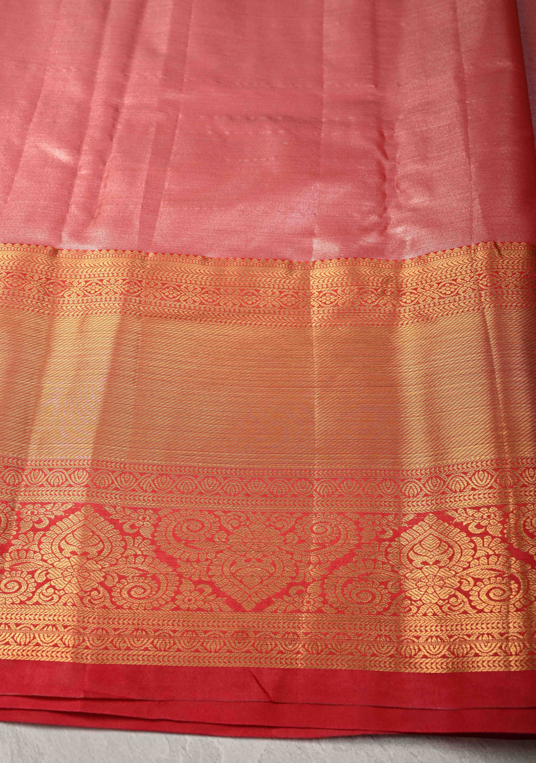 Sandalwood Kanjivaram Tissue Semi Silk Saree with Meenakari Floral Brocade Jaal and Contrast Zari Border